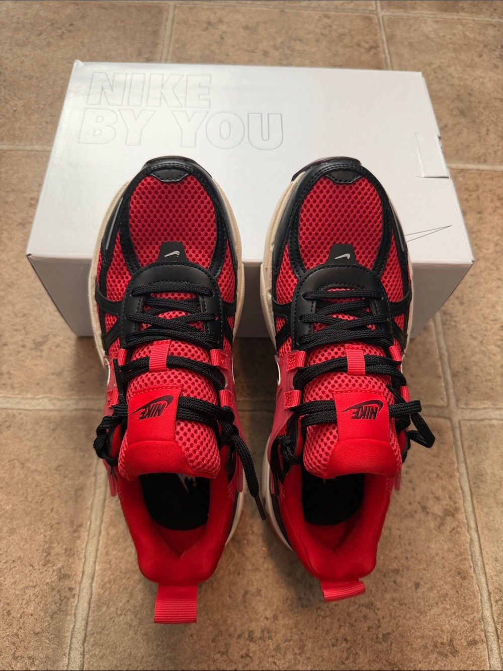 Women’s Nike V2K Run Custom Red and Black Sneakers. Size U.S. W8